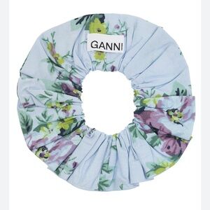 New Ganni Blue Floral Hair Scrunchie
